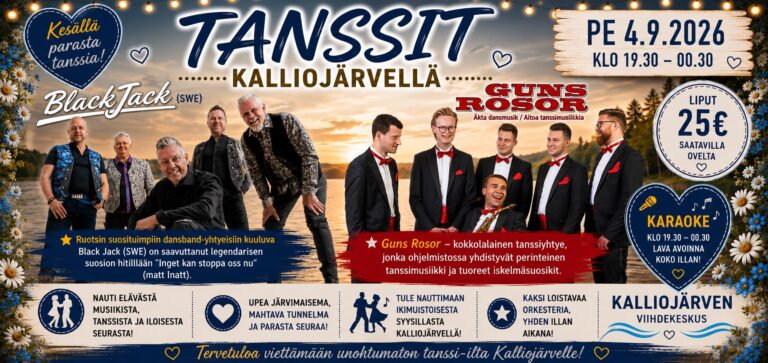 Pe 4.9.2026 – Tanssit ja Karaoke – Black Jack (SWE) sekä Guns Rosor – Kalliojärven Viihdekeskus